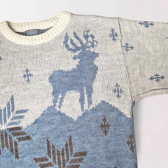 90s Nordic Cozy Winter Scandi Hygge Crewneck Pullover Sweater Minimalist Sz M - Picture 5 of 9